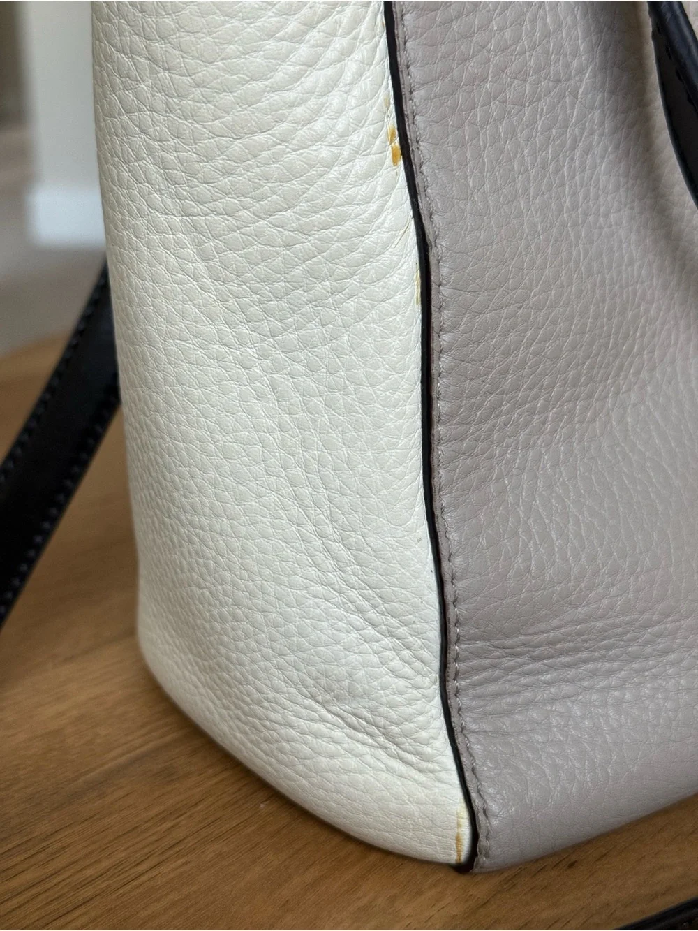 Kate Spade Houston Street Grey Taupe White Two Tone Satchel Handbag